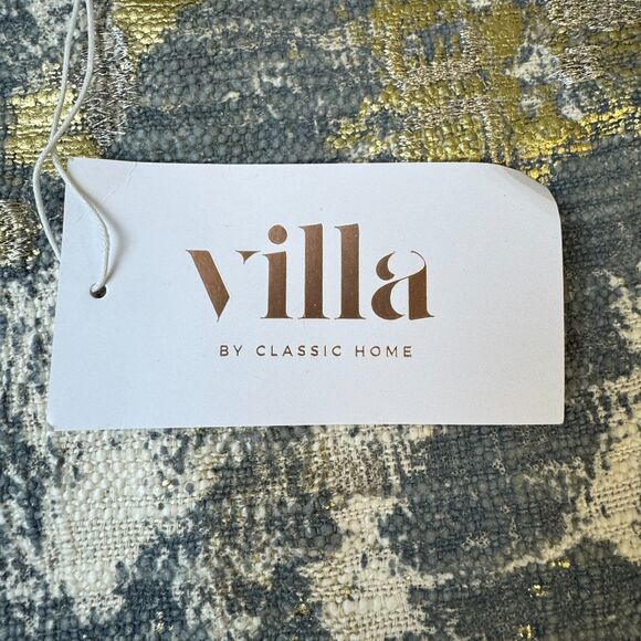 Pottery Barn x Villa Blaise Luciana Pillow Cover in Rain Blue Gold Metallic NEW - Picture 7 of 11